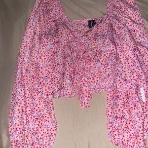 NEW Vero Moda Henna Flora Print Cropped Top